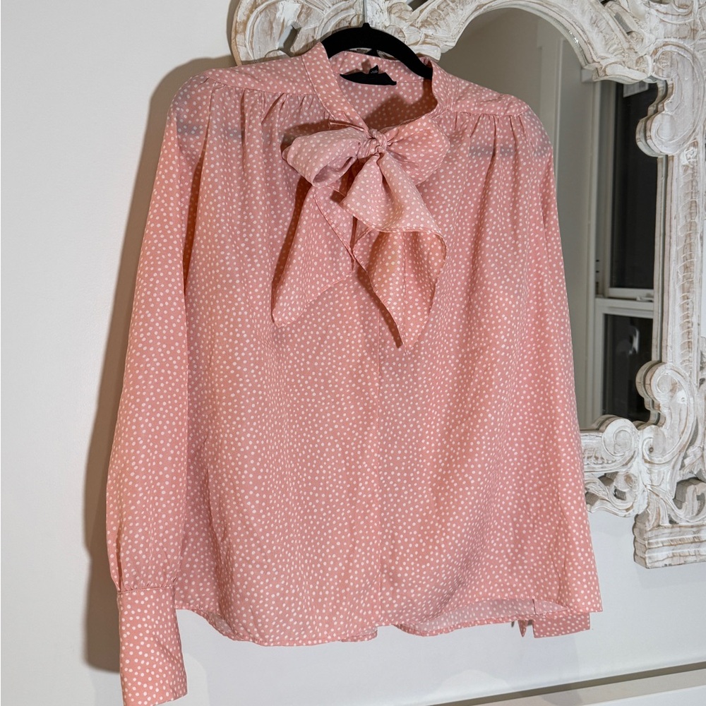 Light peachy pink polka dot blouse